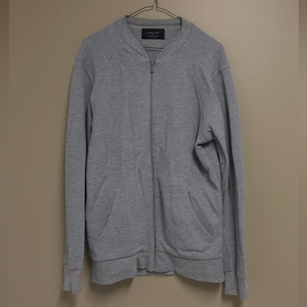 Zara Gray Zip Up Sweater Soft Knit Casual